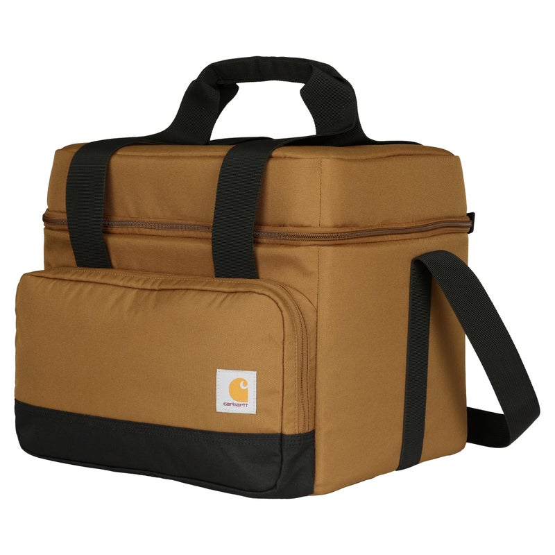 Carhartt Insulated Two Compartment Cooler Durable Water Repellent Material WFront Zippered Pocket for Camping Beach Travel 24 Can Carhartt Brown - Image 2