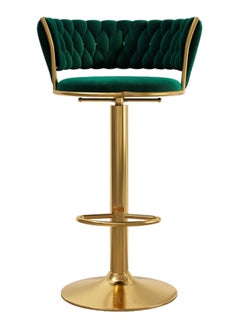 Modern Velvet Adjustable Barstools 360° Swivel Counter Stools with Golden Base Upholstered Open Back Tall Bar Chairs with Footrest for Home Pub Kitchen