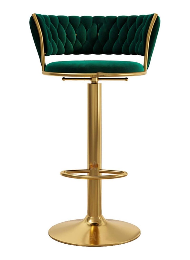 DubaiGallery - Modern Velvet Adjustable Barstools 360° Swivel Counter Stools with Golden Base Upholstered Open Back Tall Bar Chairs with Footrest for Home Pub Kitchen - Image 1