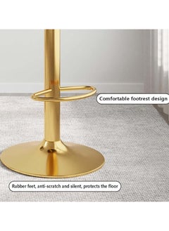 DubaiGallery Modern Velvet Adjustable Barstools 360° Swivel Counter Stools with Golden Base Upholstered Open Back Tall Bar Chairs with Footrest for Home Pub Kitchen  - Image 3