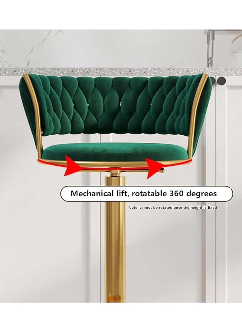 DubaiGallery - Modern Velvet Adjustable Barstools 360° Swivel Counter Stools with Golden Base Upholstered Open Back Tall Bar Chairs with Footrest for Home Pub Kitchen - Image 1