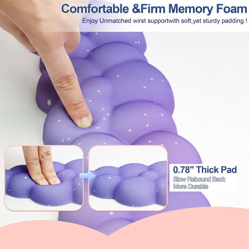 LJYZMD Cloud Wrist Rest Set for Keyboard and Mouse, Includes Cute Coaster, with Computers and Laptops（Purple Star Set） - Image 5
