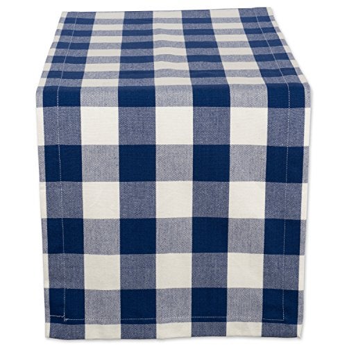 DII Buffalo Check Collection Classic Farmhouse Table Runner 14x72 Navy  Cream
