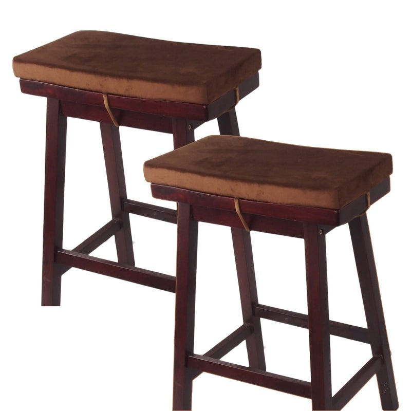 Augld 2 Pack Washable Stool Cushion for Saddle Stool Non-Slip Rectangle Padded Bar Stool Cover 9.5"x18" Coffee - Image 1