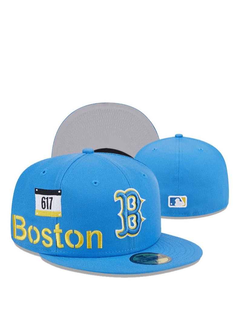 NEW ERA Boston - Themed Baseball Cap with 617 Logo, Blue - Yellow Color Trendy Style - 63.5cm 