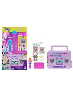 Polly Pocket Doll & Playset, Disco Dance Fashion Reveal Unboxing Travel Toy With 3-Inch Hoodie Buddy Doll, 16 Accessories & Surprise Water Play  - Image 1