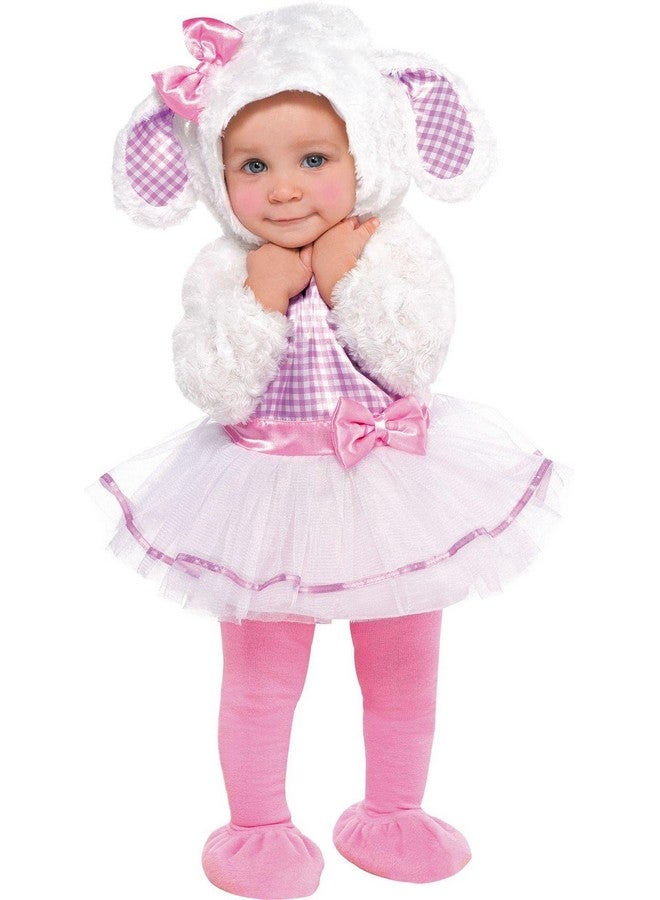 Amscan Amscan Toddler Little Lamb Dress w/Hood, Tights, and Booties Costume - 18-24 Months | Tulle | Pink and White | 1 Set  - Image 1
