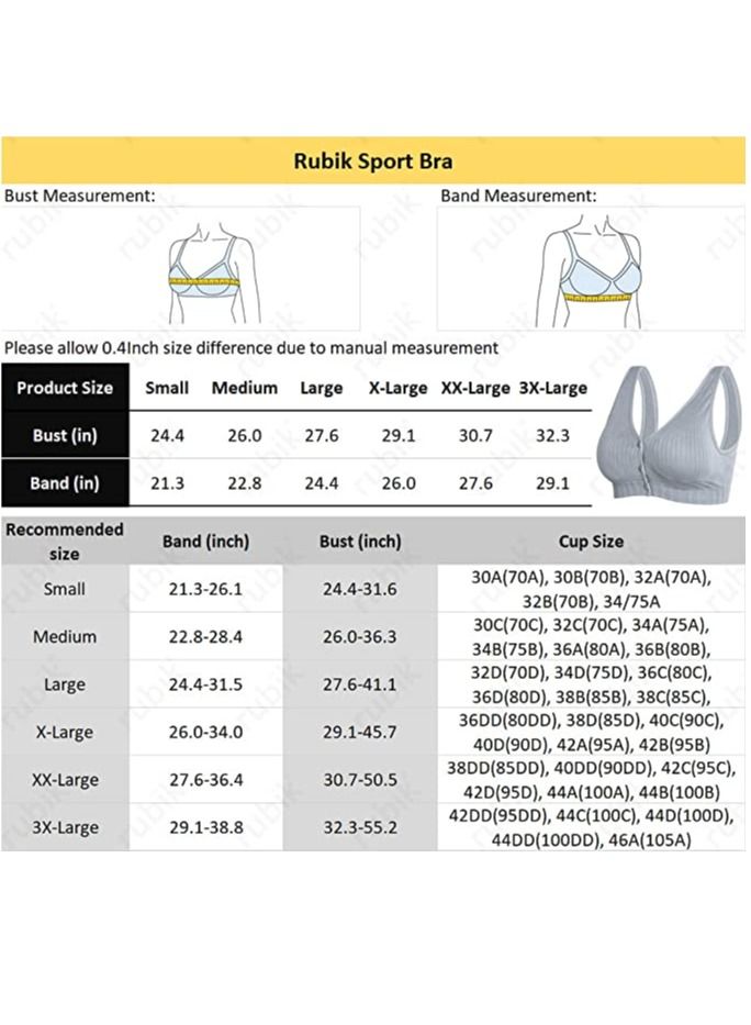 Rubik حمالة صدر للنساء، حمالة صدر للرضاعة مع إغلاق أمامي بأزرار، بدون درزات، وسادة قابلة للإزالة، حمالة صدر مريحة للنساء الحوامل للنوم (XX-Large) رمادي - Image 3