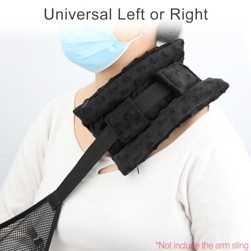 BNRendles Upgrade Neck Pad Strap Cushion Pillow for Arm Sling Comfort Shoulder Support Pad Rotator Cuff Replacemet Surgery Elbow Brace Carry Padded Cover Broken Wrist Hand Injury Cast, Minky Dot Black - Image 4