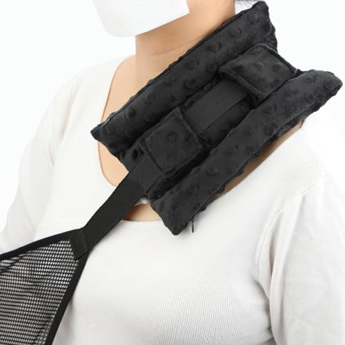 BNRendles Upgrade Neck Pad Strap Cushion Pillow for Arm Sling Comfort Shoulder Support Pad Rotator Cuff Replacemet Surgery Elbow Brace Carry Padded Cover Broken Wrist Hand Injury Cast, Minky Dot Black - Image 1