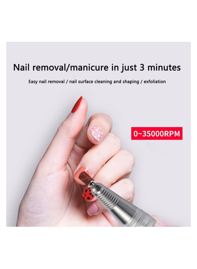 Y&D Electric Nail Drill, Professional Rechargeable 35000RPM File Machine, Portable Acrylic Gel Grinder Tools with 6 Bits and Sanding Bands, Manicure Pedicure Polishing Shape Tools, White  - Image 4