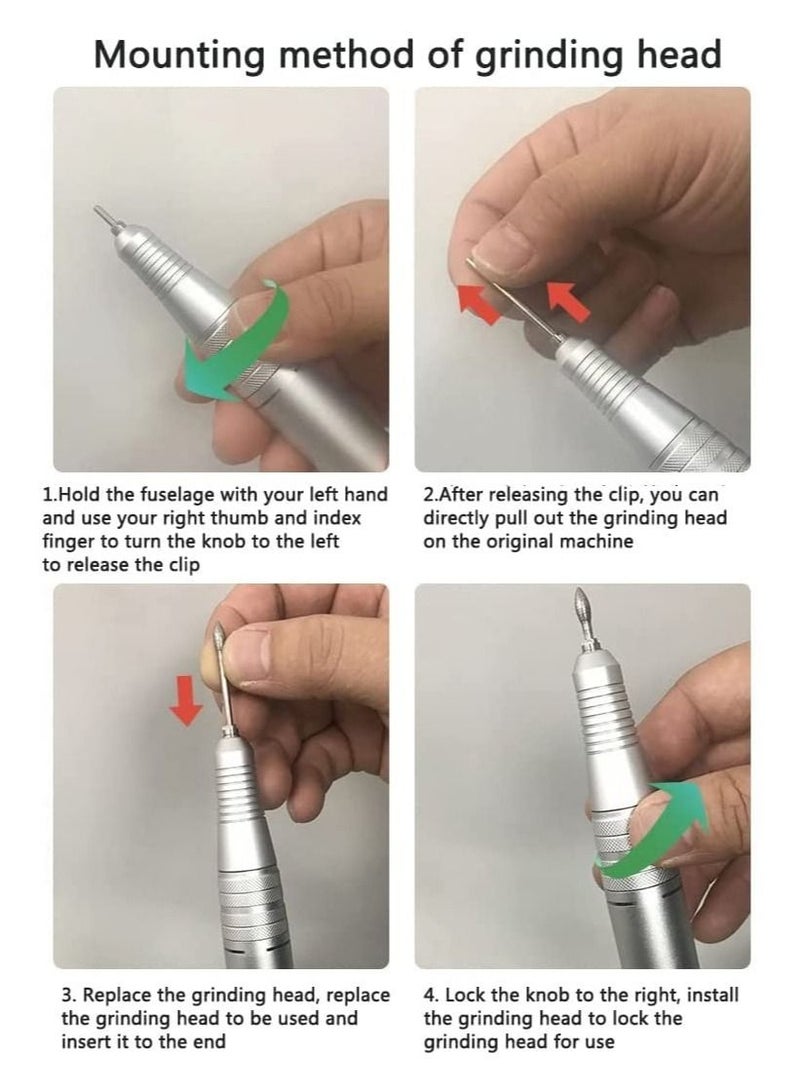 Y&D Electric Nail Drill, Professional Rechargeable 35000RPM File Machine, Portable Acrylic Gel Grinder Tools with 6 Bits and Sanding Bands, Manicure Pedicure Polishing Shape Tools, White  - Image 2