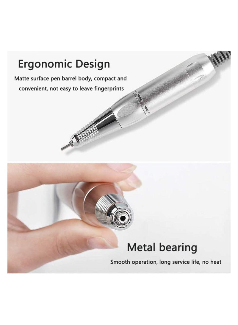 Y&D Electric Nail Drill, Professional Rechargeable 35000RPM File Machine, Portable Acrylic Gel Grinder Tools with 6 Bits and Sanding Bands, Manicure Pedicure Polishing Shape Tools, White  - Image 3