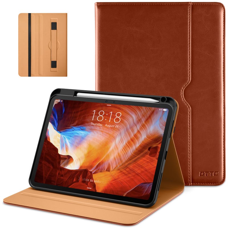 DTTO for iPad Pro 11 inch Case (M5/M4) 2025/2024, Premium Leather Business Folio Stand Cover with Pencil Holder - Auto Wake/Sleep and Multiple Viewing Angles, Brown - Image 1