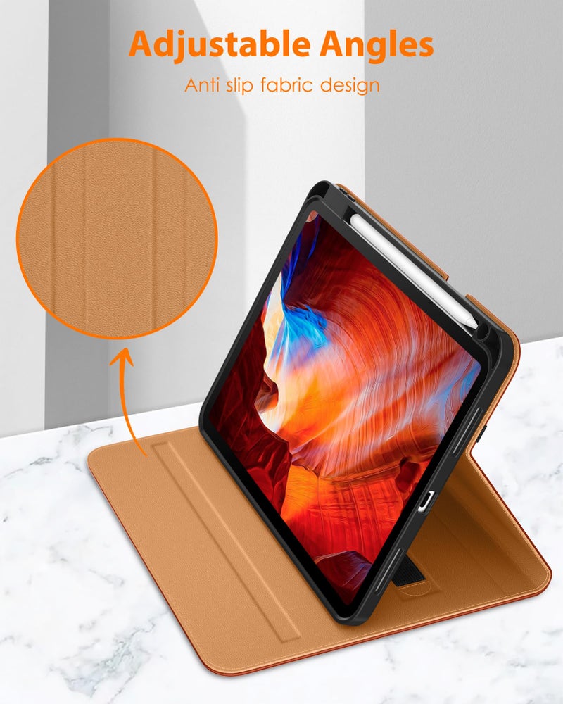 DTTO for iPad Pro 11 inch Case (M5/M4) 2025/2024, Premium Leather Business Folio Stand Cover with Pencil Holder - Auto Wake/Sleep and Multiple Viewing Angles, Brown - Image 4