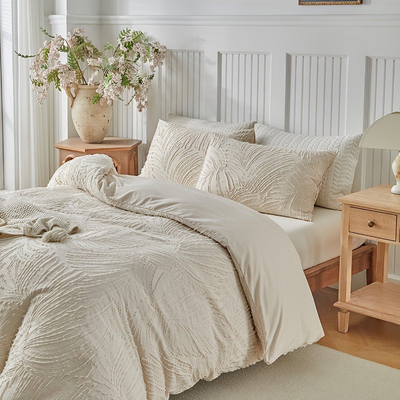 Washable Duvet Cover Set, 2/3pcs Set (1 Duvet Cover + 1/2 Pillowcases), 110g/㎡ Polyester Material, 3D Texture, Simple yet Luxurious, Soft and Comfortable, All-Season Bedroom Bedding, Features Zipper and Corner Ties, Suitable as a Gift - Image 3