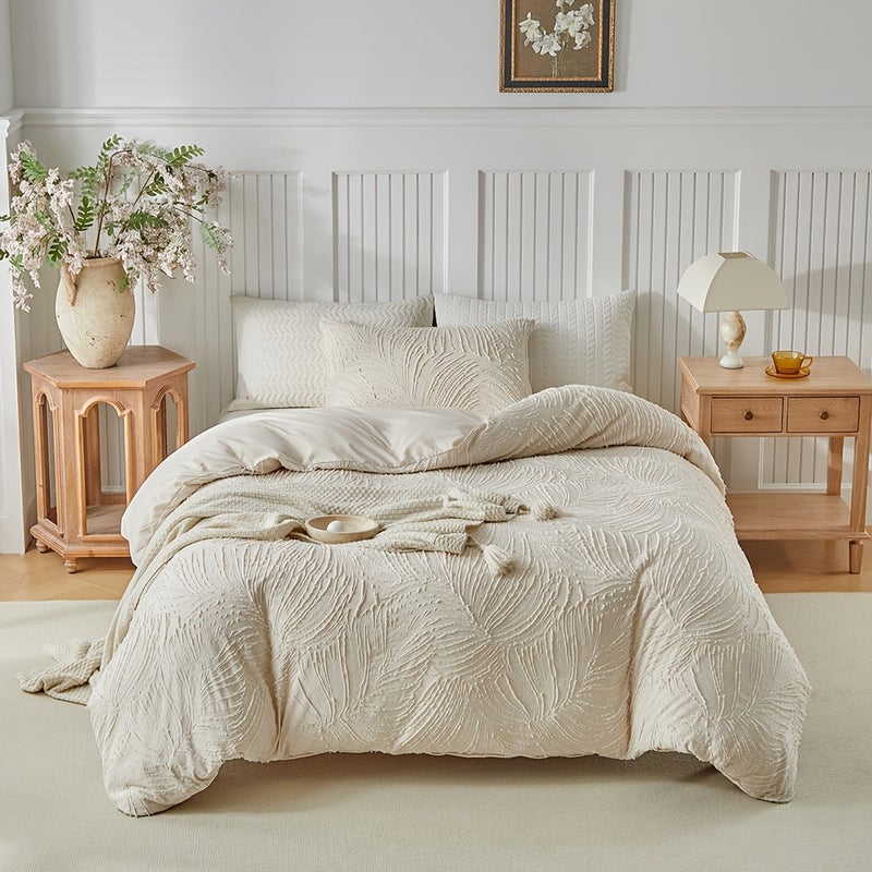 Washable Duvet Cover Set, 2/3pcs Set (1 Duvet Cover + 1/2 Pillowcases), 110g/㎡ Polyester Material, 3D Texture, Simple yet Luxurious, Soft and Comfortable, All-Season Bedroom Bedding, Features Zipper and Corner Ties, Suitable as a Gift - Image 1
