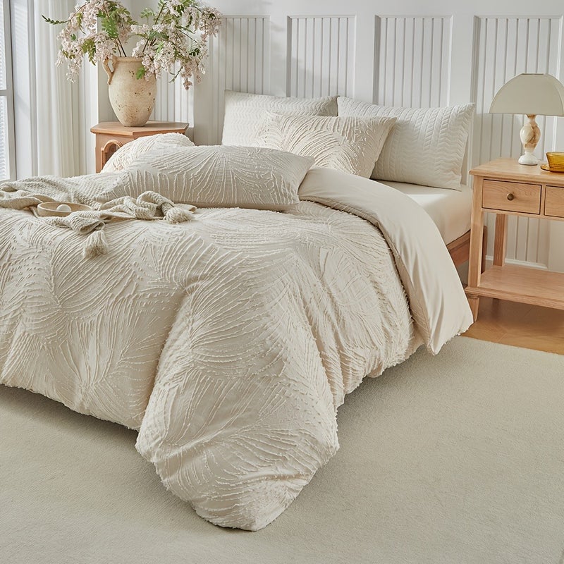 Washable Duvet Cover Set, 2/3pcs Set (1 Duvet Cover + 1/2 Pillowcases), 110g/㎡ Polyester Material, 3D Texture, Simple yet Luxurious, Soft and Comfortable, All-Season Bedroom Bedding, Features Zipper and Corner Ties, Suitable as a Gift - Image 4