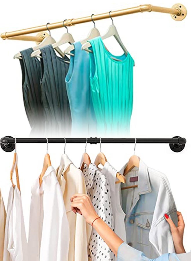DUNISO 2 PCS Clothing Rack Wall Mount,Multi-Purpose Hanging Rod, Industrial Pipe Clothes Rack for Hanging Clothes,Heavy Duty Iron Garment Rack Bar,Retail Display Clothes Rod for Closet,Laundry Room,Black - Image 5