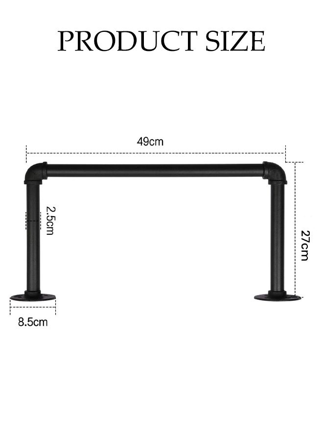 DUNISO 2 PCS Clothing Rack Wall Mount,Multi-Purpose Hanging Rod, Industrial Pipe Clothes Rack for Hanging Clothes,Heavy Duty Iron Garment Rack Bar,Retail Display Clothes Rod for Closet,Laundry Room,Black - Image 2