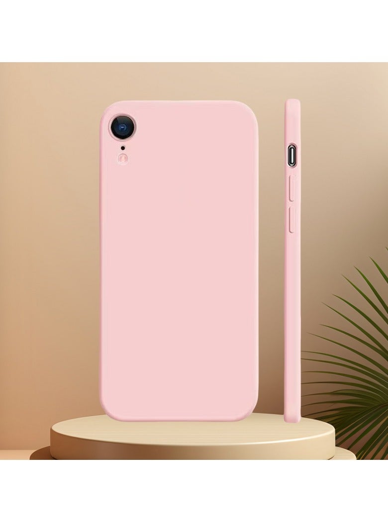 Ultra-thin Mobile Phone Case for iPhone XR Straight Edge Imitation Liquid Silicone Mobile Phone Case 6.1 Inch Anti-drop Protective Case (Pink)