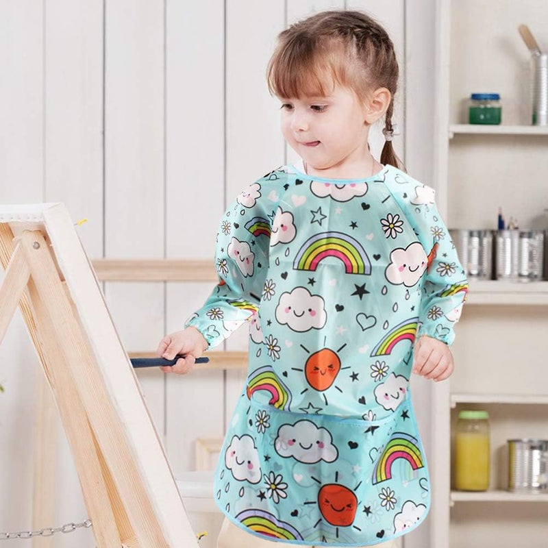 Cubaco Kids Painting Apron, 2pcs Waterproof Art Smocks For Child 3-8 Years, Kids Smocks for Painting Aprons with Long Sleeve - Image 2
