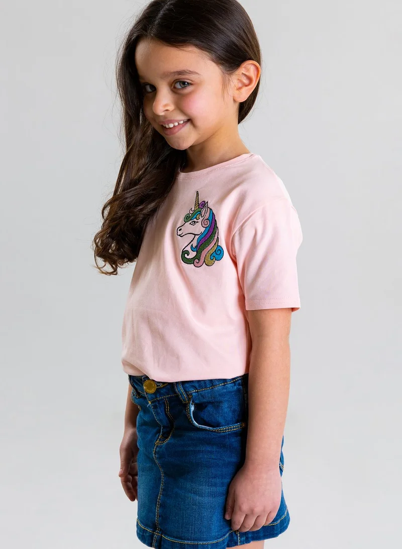 Pear Concept Kids Unicorn Embroidered T-Shirt