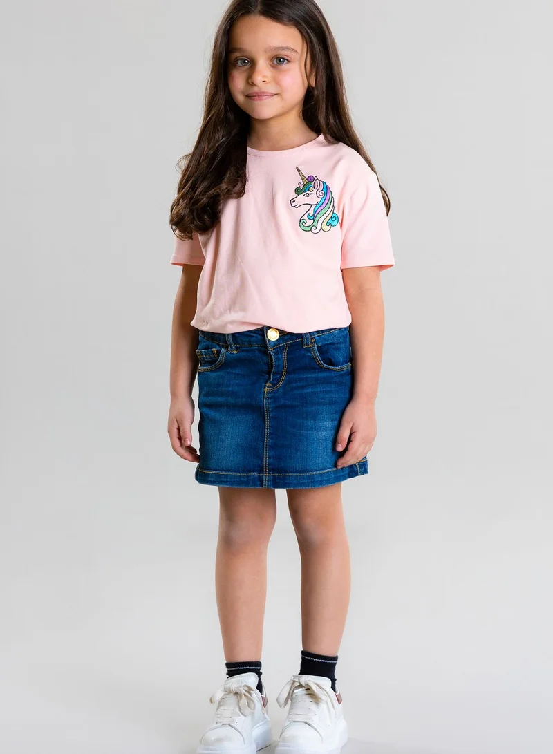 Pear Concept Kids Unicorn Embroidered T-Shirt