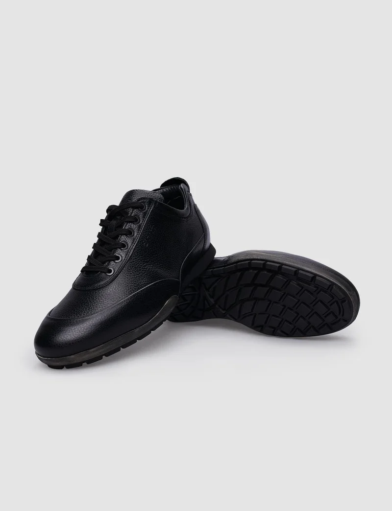 Cabani Bulutmod Leather Black Laced Men's Casual Shoes