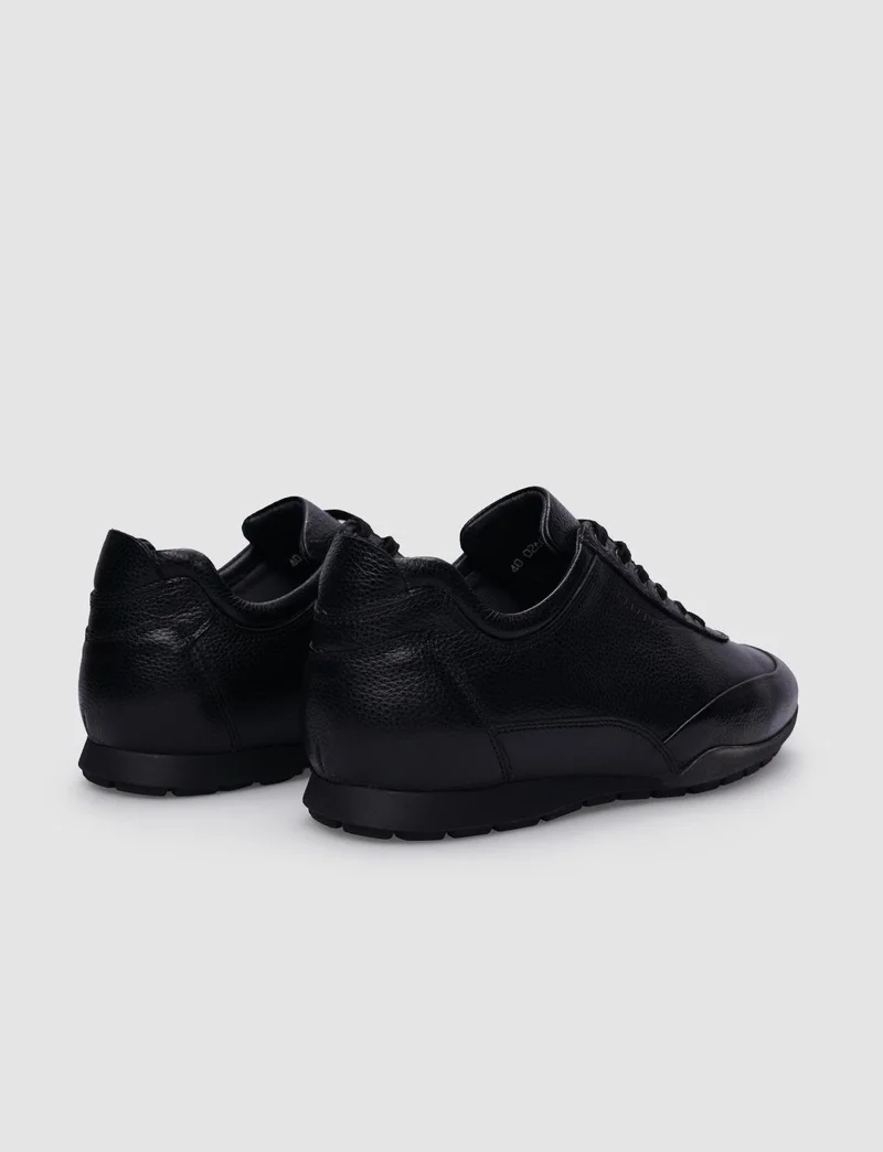 Cabani Bulutmod Leather Black Laced Men's Casual Shoes