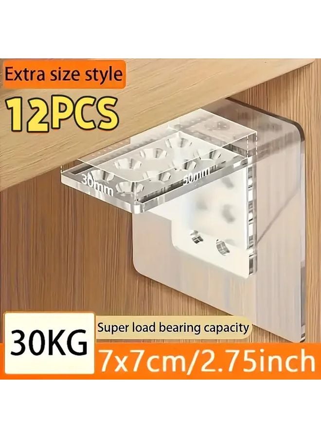 12pcs Heavy Duty Acrylic Shelf Brackets Invisible Wall Mounted Supports 30kg Capacity - Image 2