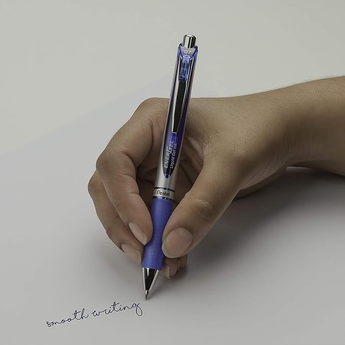 Pentel Energel 0.7Mm Rtx Liquid Gel Ink Pens - Pack Of 10 Blue Pens - Metal Tip - Medium Point - Image 5
