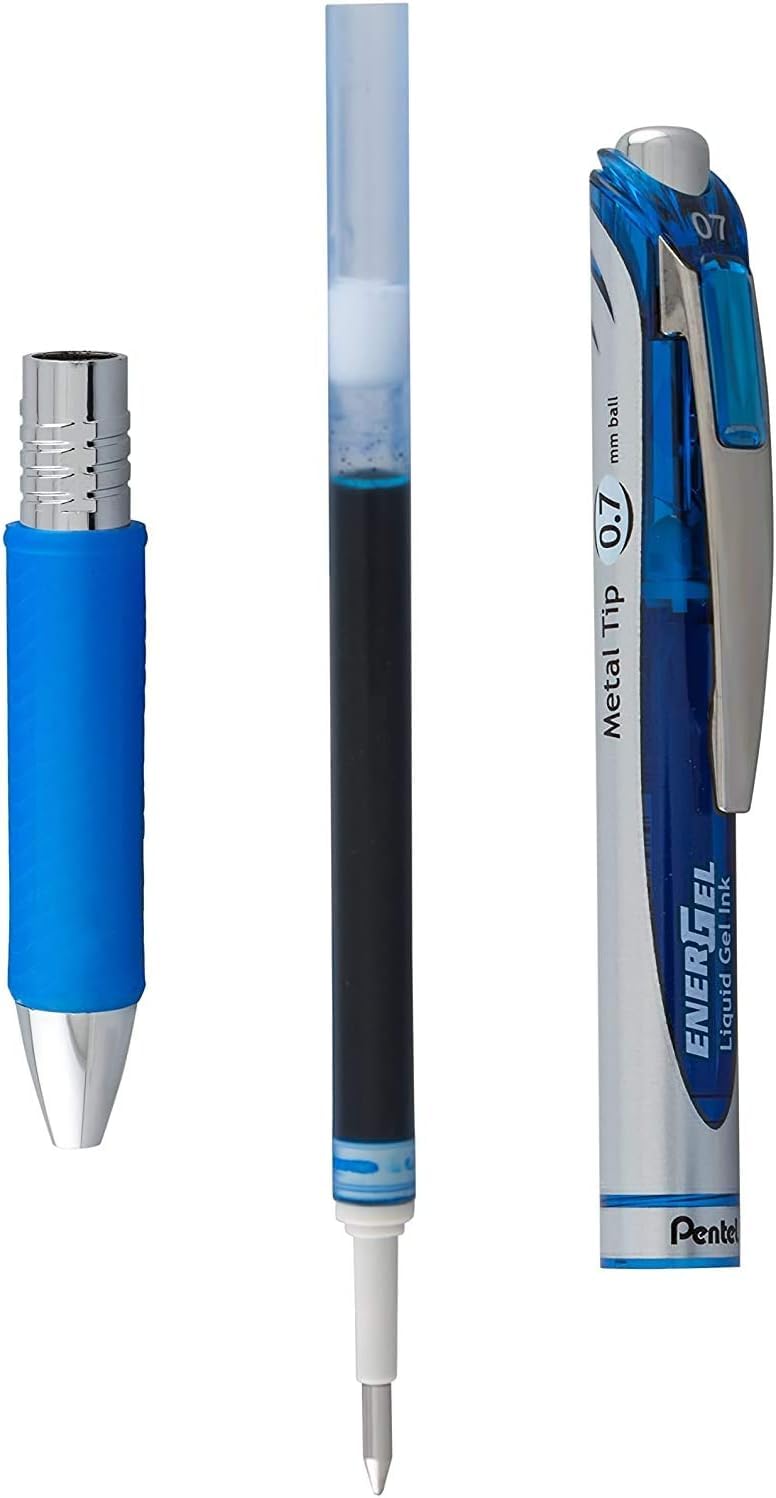 Pentel Energel 0.7Mm Rtx Liquid Gel Ink Pens - Pack Of 10 Blue Pens - Metal Tip - Medium Point - Image 4