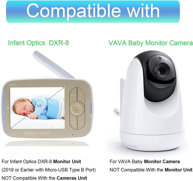 LEFXMOPHY شاحن LEFXMOPHY لسلسلة Momcozy S9 وروبوتات Ruko 1088 كابل USB أبيض بطول 5 أقدام متوافق مع Infant Optics DXR8 - Image 3