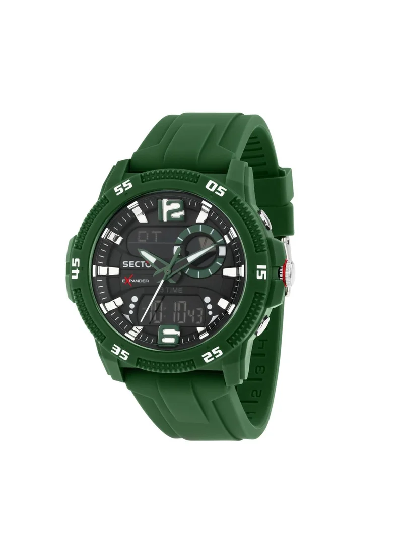 Sector EX-56 Men's Digital Watch - 46mm Case, Green Plastic Strap, Acrylic Glass, 50M Water Resistant - R3251355001