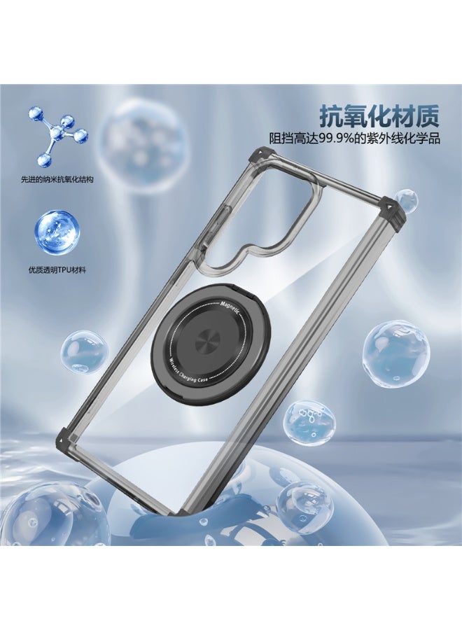 general Golden Shield Rotation 360 Degrees Mobile Phone Holder Case for Samsung Galaxy S25 Ultra, 【Support Wireless Charging】 Slim Shockproof Protective Phone Cover Cases - Image 2