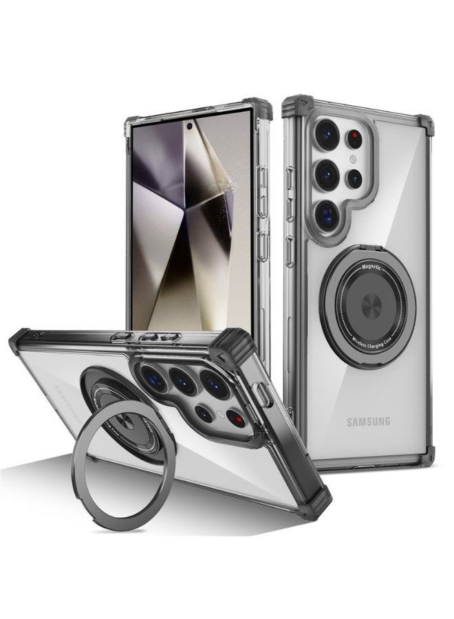 general Golden Shield Rotation 360 Degrees Mobile Phone Holder Case for Samsung Galaxy S25 Ultra, 【Support Wireless Charging】 Slim Shockproof Protective Phone Cover Cases - Image 1