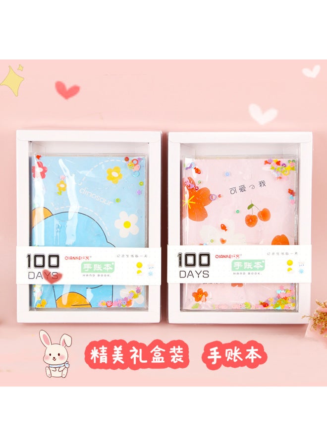 HELPS Cute Girl Heart Hand Account Book Creative Oil Quicksand Diary Book Small Clear Novice Account Book Cartoon Student Notebook - Image 3