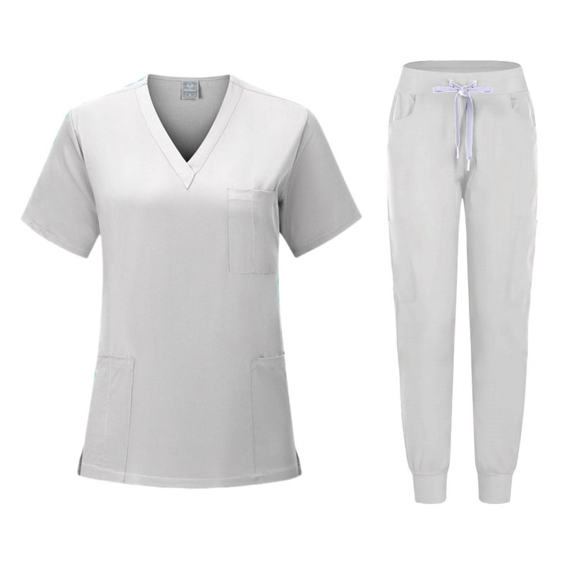 Quick-Dry Stretch Scrub Set Womens Short Sleeve Workwear 82005 blue  - Image 3