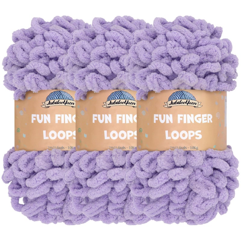 JubileeYarn Fun Finger Loops Yarn 100gSkein Jumbo Polyester Purple 3 Skeins
