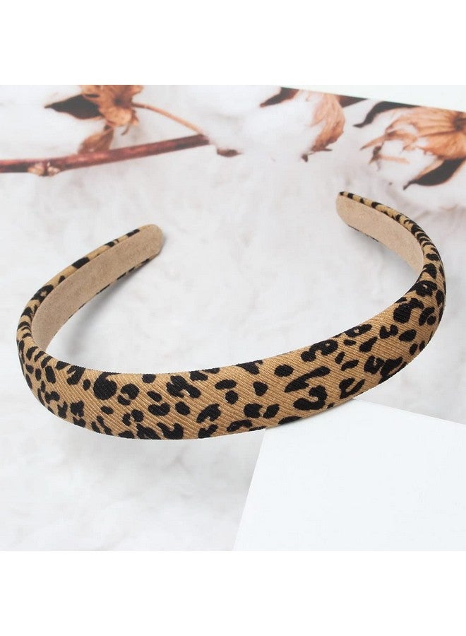 Cuizhiyu Uizhiyu Leopard Print Headbands For Women Girls 2Cm Wide Headband Pu Solid Hairband Hair Hoops Hair Accessories 6 Pack (Leopard) - Image 3