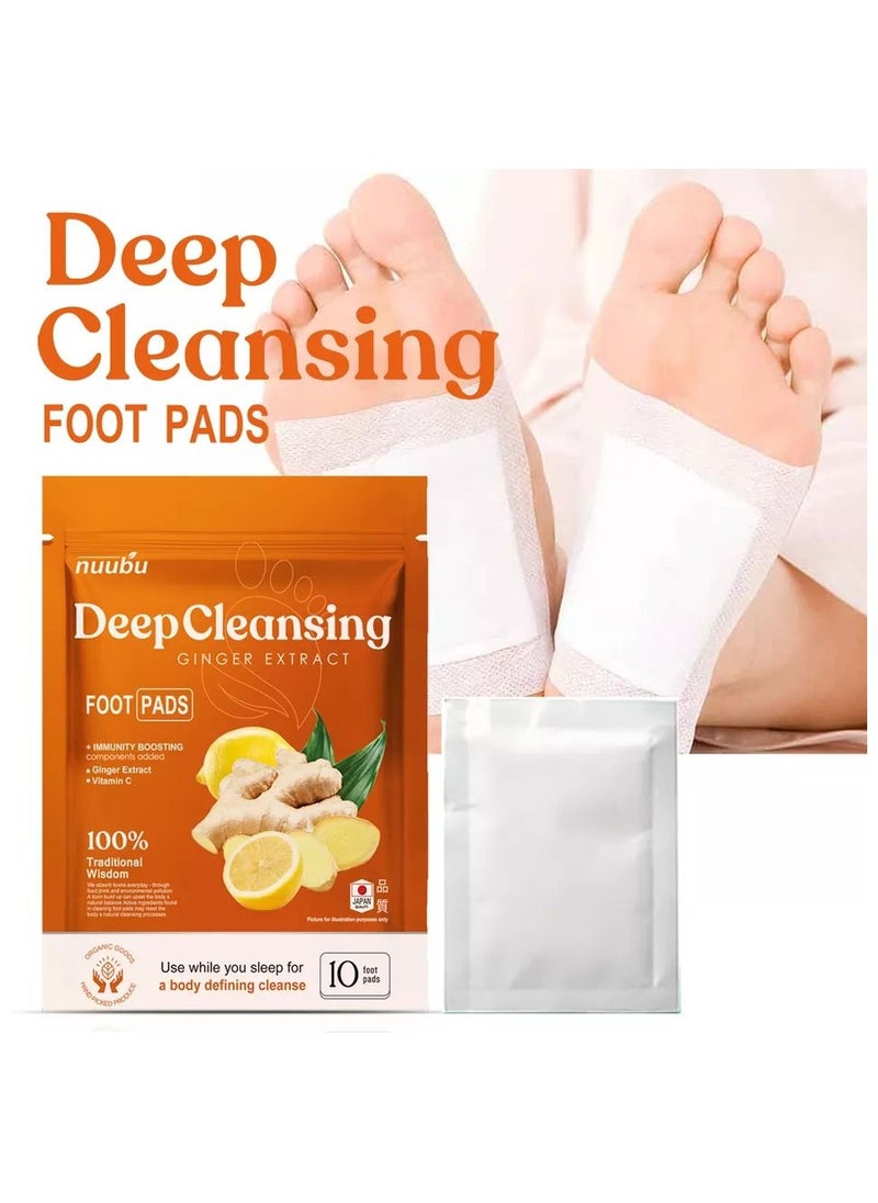 nuubu - 10 Patches Deep Cleansing Foot Pads for Stress Relief Better Sleep & Foot Care Premium Japanese Organic Foot Patches with Ginger Powder Natural Effective Foot Patch to Boost Energy - Image 1