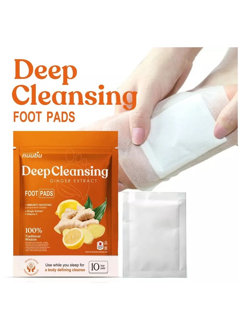 nuubu - 10 Patches Deep Cleansing Foot Pads for Stress Relief Better Sleep & Foot Care Premium Japanese Organic Foot Patches with Ginger Powder Natural Effective Foot Patch to Boost Energy - Image 1