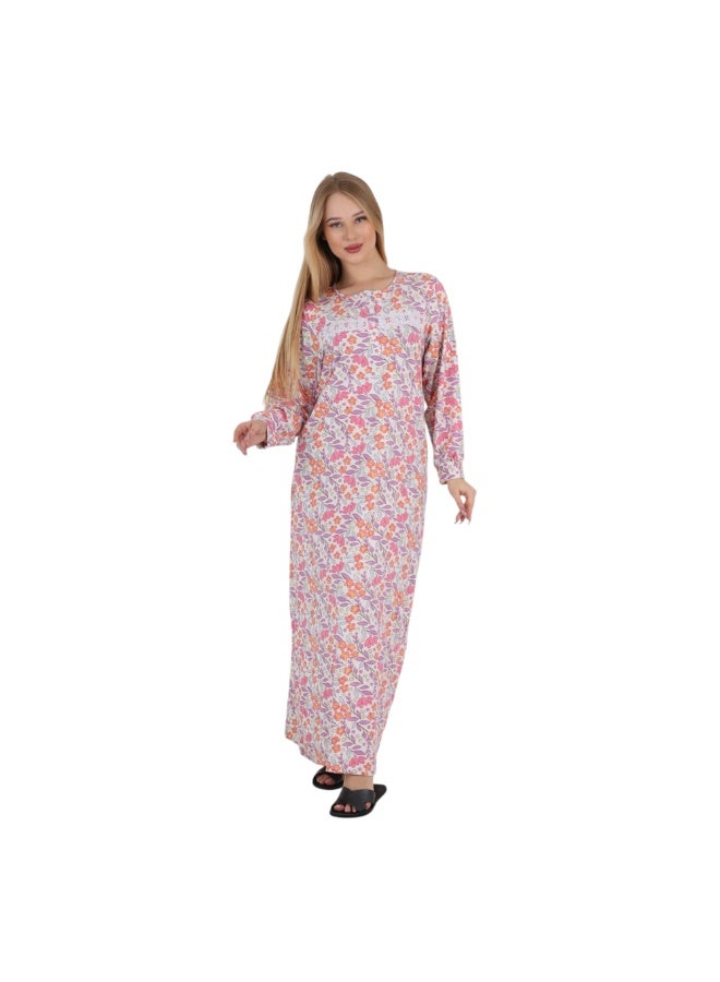 ZECOTEX Women's Egyptian Cotton Floral Maxi Nightgown – Soft Breathable Long Sleeve Sleep Dress M-6XL – Made in Egyp - Image 3