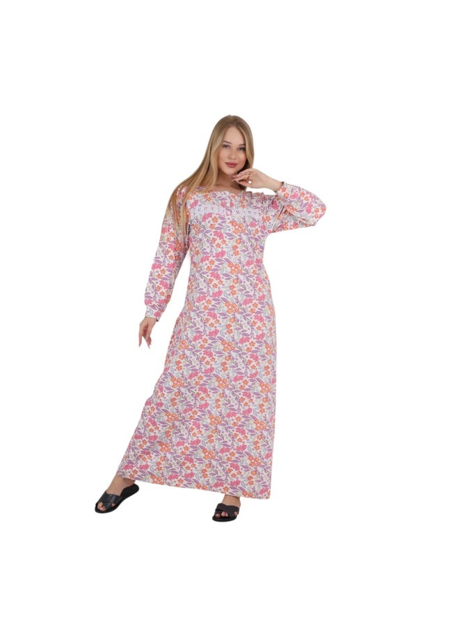 ZECOTEX Women's Egyptian Cotton Floral Maxi Nightgown – Soft Breathable Long Sleeve Sleep Dress M-6XL – Made in Egyp - Image 1