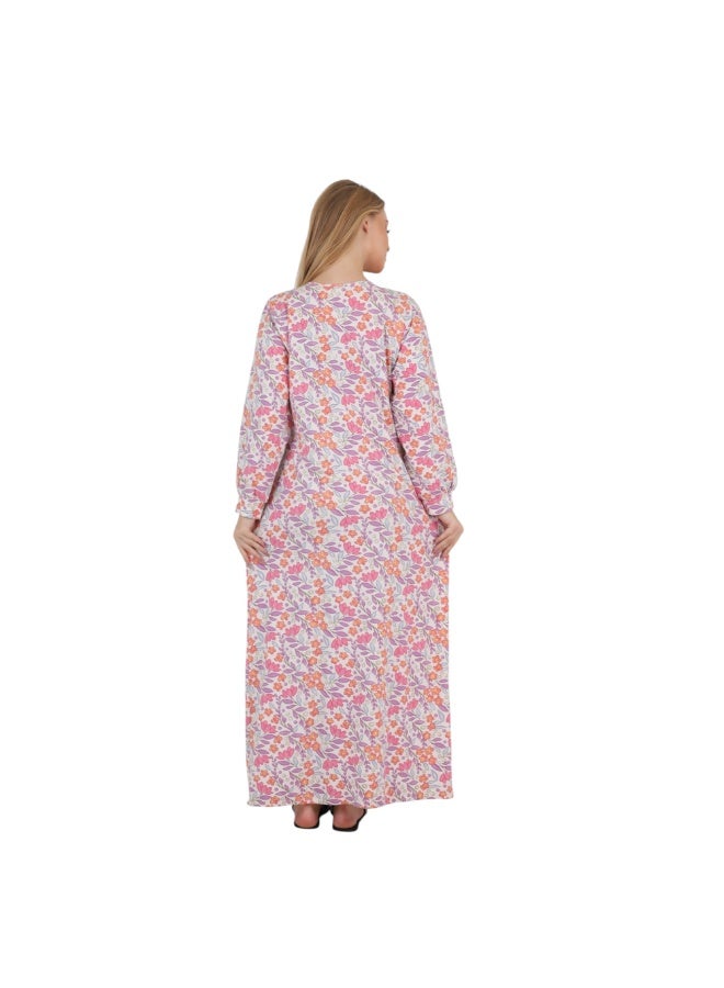 ZECOTEX Women's Egyptian Cotton Floral Maxi Nightgown – Soft Breathable Long Sleeve Sleep Dress M-6XL – Made in Egyp - Image 5