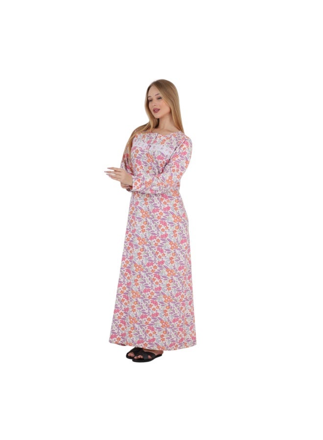 ZECOTEX Women's Egyptian Cotton Floral Maxi Nightgown – Soft Breathable Long Sleeve Sleep Dress M-6XL – Made in Egyp - Image 4