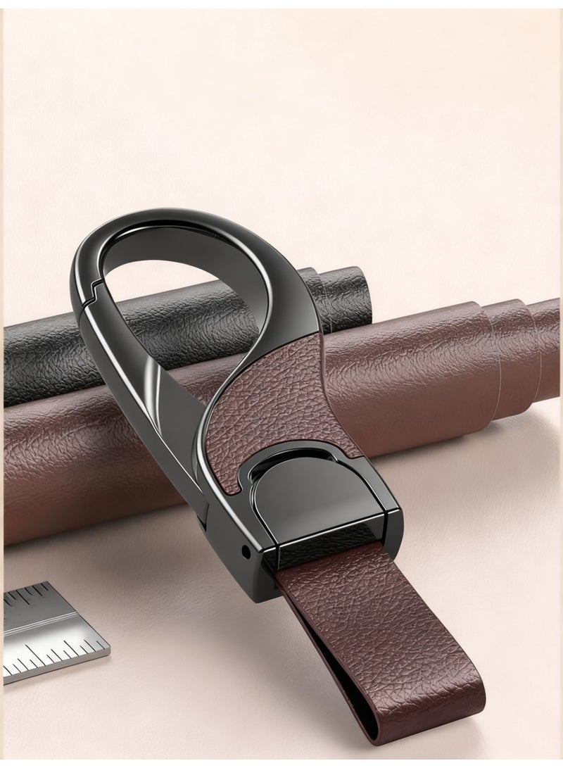 Car Keychain Made of high-Grade Fashionable and simple Leather, Key Organizers Lychee pattern (Brown) - Image 2