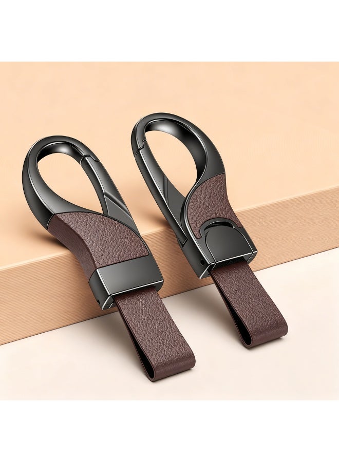 Car Keychain Made of high-Grade Fashionable and simple Leather, Key Organizers Lychee pattern (Brown) - Image 1