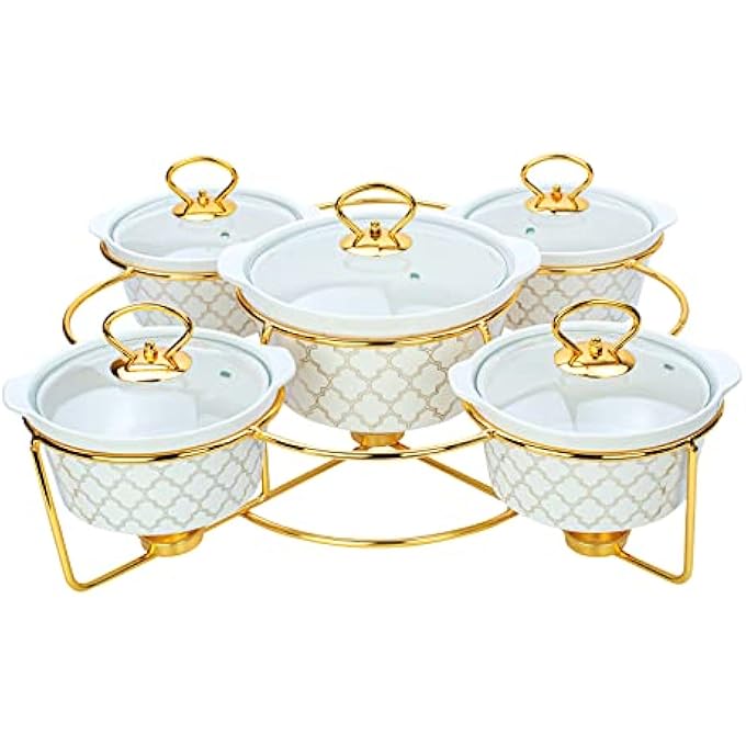 rayihni Shallow 5Pcs Round Casseroles With Candle Stand And Handle 515X34X345 Cx5PG23 - Image 1